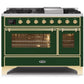 ILVE 48 Inch Majestic II Series Freestanding Dual Fuel Double Oven Range with 8 Sealed Burners, Triple Glass Cool Door, Convection Oven (UM12FDNS)