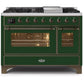 ILVE 48 Inch Majestic II Series Freestanding Dual Fuel Double Oven Range with 8 Sealed Burners, Triple Glass Cool Door, Convection Oven (UM12FDNS)