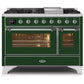 ILVE 48 Inch Majestic II Series Freestanding Dual Fuel Double Oven Range with 8 Sealed Burners, Triple Glass Cool Door, Convection Oven (UM12FDNS)