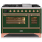 ILVE 48 Inch Majestic II Series Freestanding Dual Fuel Double Oven Range with 8 Sealed Burners, Triple Glass Cool Door, Convection Oven (UM12FDNS)