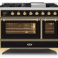 ILVE 48 Inch Majestic II Series Freestanding Dual Fuel Double Oven Range with 8 Sealed Burners, Triple Glass Cool Door, Convection Oven (UM12FDNS)