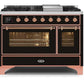 ILVE 48 Inch Majestic II Series Freestanding Dual Fuel Double Oven Range with 8 Sealed Burners, Triple Glass Cool Door, Convection Oven (UM12FDNS)