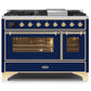 ILVE 48 Inch Majestic II Series Freestanding Dual Fuel Double Oven Range with 8 Sealed Burners, Triple Glass Cool Door, Convection Oven (UM12FDNS)