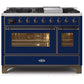 ILVE 48 Inch Majestic II Series Freestanding Dual Fuel Double Oven Range with 8 Sealed Burners, Triple Glass Cool Door, Convection Oven (UM12FDNS)