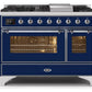 ILVE 48 Inch Majestic II Series Freestanding Dual Fuel Double Oven Range with 8 Sealed Burners, Triple Glass Cool Door, Convection Oven (UM12FDNS)
