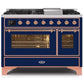 ILVE 48 Inch Majestic II Series Freestanding Dual Fuel Double Oven Range with 8 Sealed Burners, Triple Glass Cool Door, Convection Oven (UM12FDNS)
