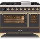 ILVE 48 Inch Majestic II Series Freestanding Dual Fuel Double Oven Range with 8 Sealed Burners, Triple Glass Cool Door, Convection Oven (UM12FDNS)