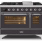ILVE 48 Inch Majestic II Series Freestanding Dual Fuel Double Oven Range with 8 Sealed Burners, Triple Glass Cool Door, Convection Oven (UM12FDNS)