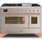 ILVE 48 Inch Majestic II Series Freestanding Dual Fuel Double Oven Range with 8 Sealed Burners, Triple Glass Cool Door, Convection Oven (UM12FDNS)