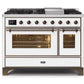 ILVE 48 Inch Majestic II Series Freestanding Dual Fuel Double Oven Range with 8 Sealed Burners, Triple Glass Cool Door, Convection Oven (UM12FDNS)
