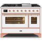 ILVE 48 Inch Majestic II Series Freestanding Dual Fuel Double Oven Range with 8 Sealed Burners, Triple Glass Cool Door, Convection Oven (UM12FDNS)