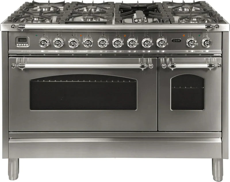 ILVE 48-Inch Nostalgie - Dual Fuel Range with 7 Sealed Burners - 5 cu. ft. Oven - Griddle 