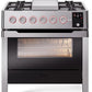 ILVE Panoramagic 36 Inch Dual Fuel Freestanding Range in Stainless Steel with Trim - UPM09FDS3