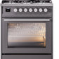 ILVE Professional Plus II 30-Inch Freestanding Dual Fuel Range with 5 Sealed Burner - UP30WMP
