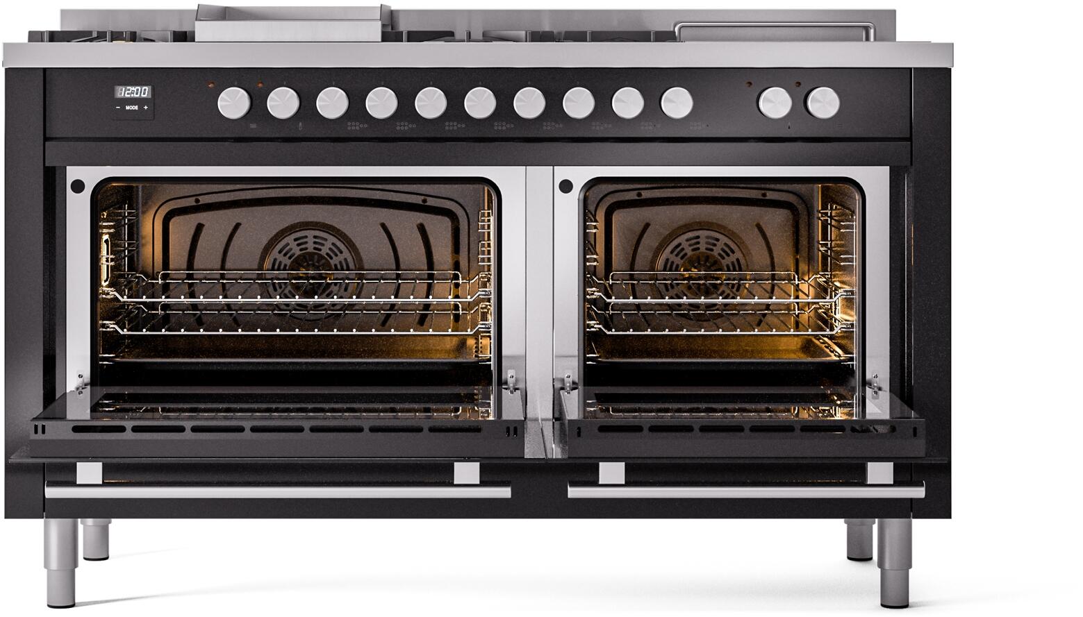 ILVE Professional Plus II 60 Inch Dual Fuel Freestanding Range in Stai