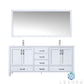 Jacques 72" White Double Vanity, White Carrara Marble Top, White Square Sinks and 70" Mirror LJ342272DADSM70