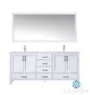 Jacques 72" White Double Vanity, White Carrara Marble Top, White Square Sinks and 70" Mirror LJ342272DADSM70