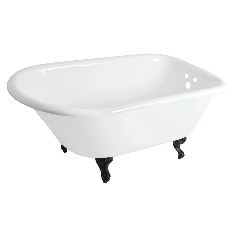 Kingston Brass Aqua Eden 48-Inch Cast Iron Roll Top Clawfoot Tub with 3-3/8 Inch Wall Drillings, White/Matte Black  VCT3D483018NT0