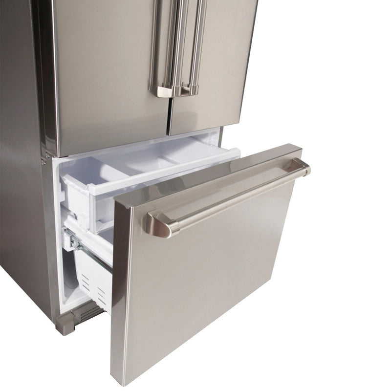 Kucht Appliance Package - 48 inch Gas Range in Stainless Steel, Wall Range Hood, Refrigerator - K748-KFX480-FDS