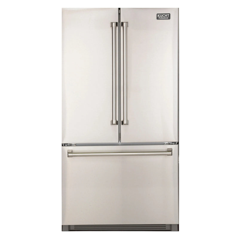 Kucht Appliance Package - 48 inch Gas Range in Stainless Steel, Wall Range Hood, Refrigerator - K748-KFX480-FDS