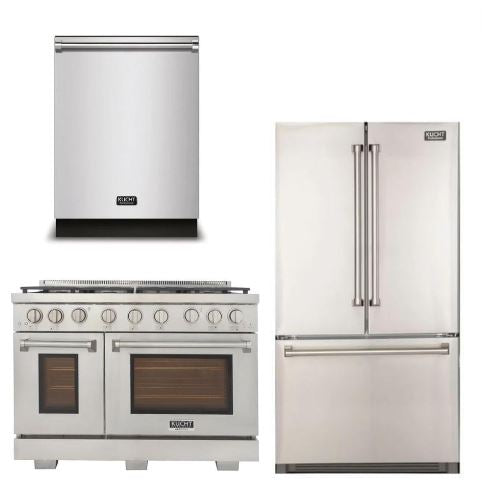 Kucht Appliance Package - 48 inch Natural Gas Range in Stainless Steel, Wall Dishwasher, Refrigerator, K65-KFX480-02D