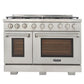 Kucht Appliance Package - 48 inch Natural Gas Range in Stainless Steel, Wall Range Hood, Refrigerator, Dishwasher, and Gas Stovetop, KFX-KFX480-369T