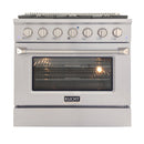 Kucht Appliance Package Professional 36 in. 5.2 cu ft. Natural Gas Range, Microwave Drawer, KMD-KNG361-24S