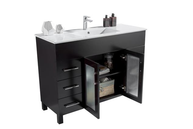 Laviva Nova 48" Espresso Bathroom Vanity with White Ceramic Basin Countertop 31321529-48E-CB
