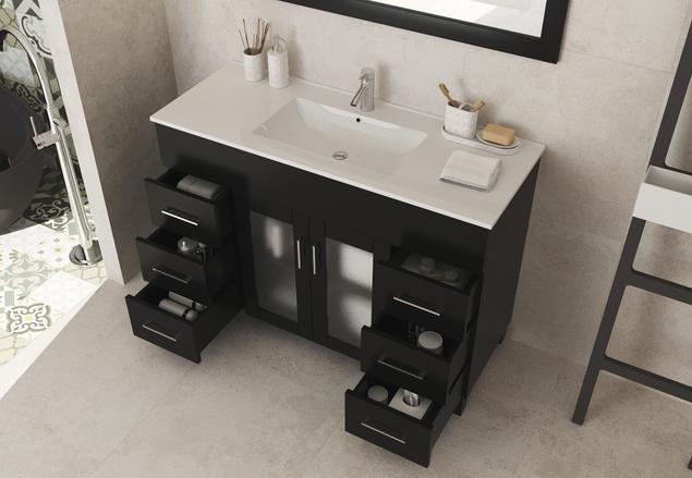 Laviva Nova 48" Espresso Bathroom Vanity with White Ceramic Basin Countertop 31321529-48E-CB