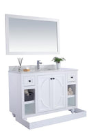 Laviva Odyssey 48" White Bathroom Vanity with Matte White VIVA Stone Solid Surface Countertop 313613-48W-MW