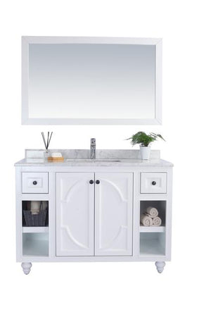 Laviva Odyssey 48" White Bathroom Vanity with White Carrara Marble Countertop 313613-48W-WC
