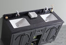 Laviva Odyssey 60" Maple Grey Double Sink Bathroom Vanity with Black Wood Marble Countertop 313613-60G-BW