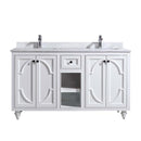Laviva Odyssey 60" White Double Sink Bathroom Vanity with White Carrara Marble Countertop 313613-60W-WC