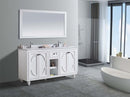 Laviva Odyssey 60" White Double Sink Bathroom Vanity with White Stripes Marble Countertop 313613-60W-WS