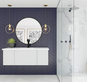 Laviva Vitri 48" Cloud White Bathroom Vanity with VIVA Stone Matte White Solid Surface Countertop 313VTR-48CW-MW