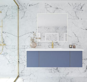 Laviva Vitri 54" Nautical Blue Bathroom Vanity with VIVA Stone Matte White Solid Surface Countertop 313VTR-54NB-MW