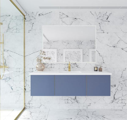 Laviva Vitri 60" Nautical Blue Single Sink Bathroom Vanity with VIVA Stone Matte White Solid Surface Countertop 313VTR-60CNB-MW