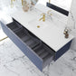 Laviva Vitri 66" Nautical Blue Single Sink Bathroom Vanity with VIVA Stone Matte White Solid Surface Countertop 313VTR-66NB-MW