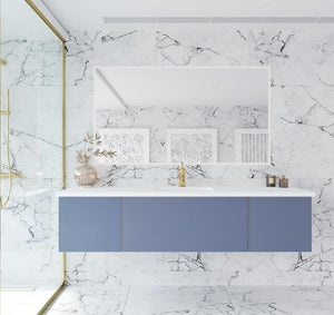 Laviva Vitri 72" Nautical Blue Single Sink Bathroom Vanity with VIVA Stone Matte White Solid Surface Countertop 313VTR-72CNB-MW