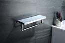 Lexora Bagno Bianca Stainless Steel White Glass Shelf w/ Towel Bar - Chrome LST18152PC-WG