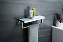 Lexora Bagno Bianca Stainless Steel White Glass Shelf w/ Towel Bar - Chrome LST18152PC-WG