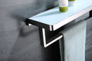 Lexora Bagno Bianca Stainless Steel White Glass Shelf w/ Towel Bar - Chrome LST18152PC-WG