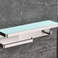 Lexora Bagno Bianca Stainless Steel White Glass Shelf w/ Towel Bar & Robe Hook - Brushed Nickel LSTR18152BN-WG