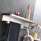 Lexora Bagno Bianca Stainless Steel White Glass Shelf w/ Towel Bar & Robe Hook - Brushed Nickel LSTR18152BN-WG