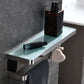 Lexora Bagno Bianca Stainless Steel White Glass Shelf w/ Towel Bar & Robe Hook - Chrome LSTR18152PC-WG