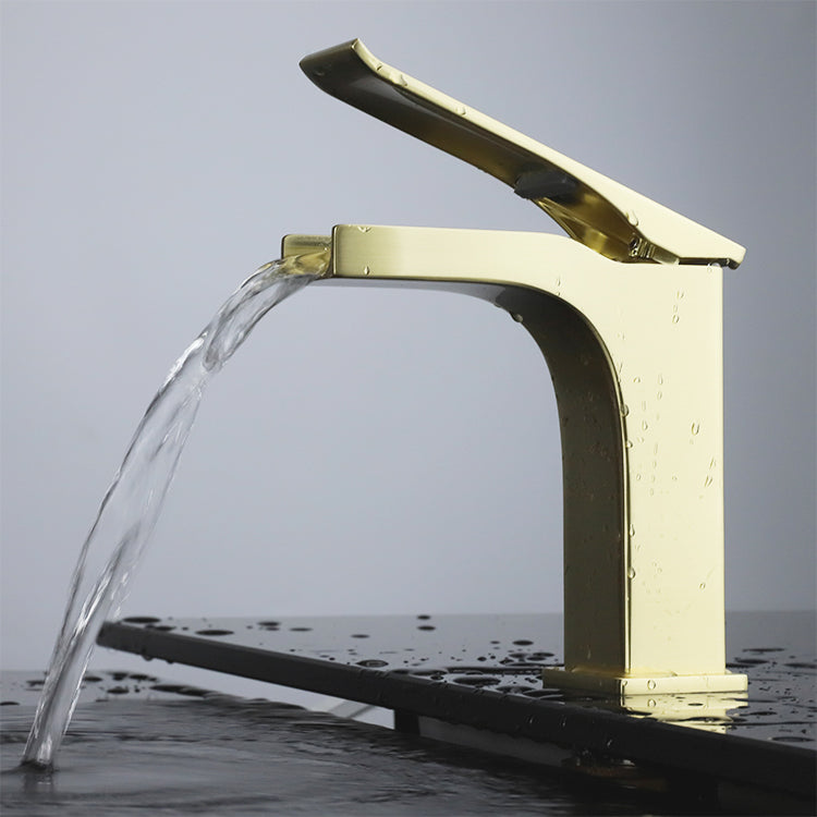 Lexora Balzani Brass Single Hole Waterfall Bathroom Faucet - Brushed Brass LFS1011BS