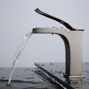Lexora Balzani Brass Single Hole Waterfall Bathroom Faucet - Gun Metal LFS1011GM