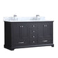 Lexora Dukes 60" Espresso Double Vanity, White Carrara Marble Top, White Square Sinks and no Mirror LD342260DGDS000