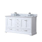 Lexora Dukes 60" White Double Vanity, White Carrara Marble Top, White Square Sinks and no Mirror LD342260DADS000