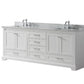Lexora Dukes 80" White Double Vanity, White Carrara Marble Top, White Square Sinks and no Mirror LD342280DADS000